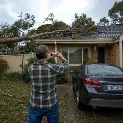 Photographing storm damage for an insurance claim in Bendigo